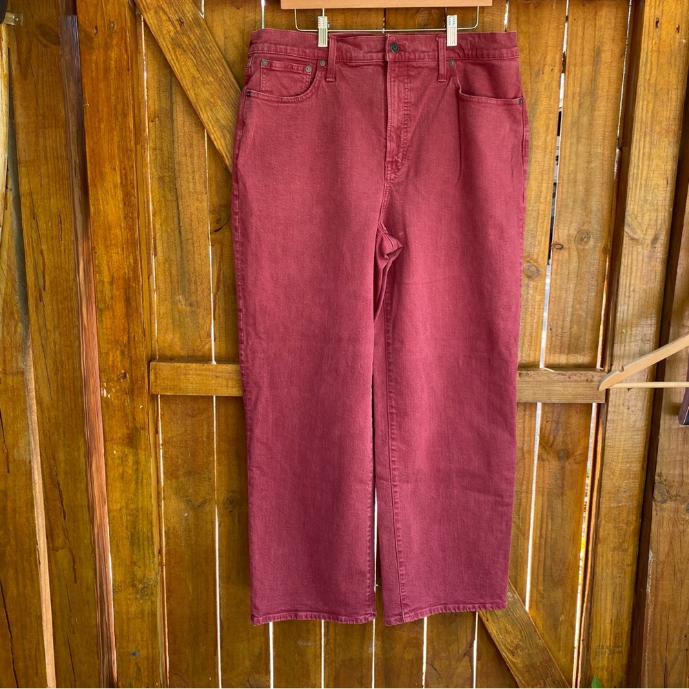 Red High Waist Madewell Wide Leg Jeans size 32